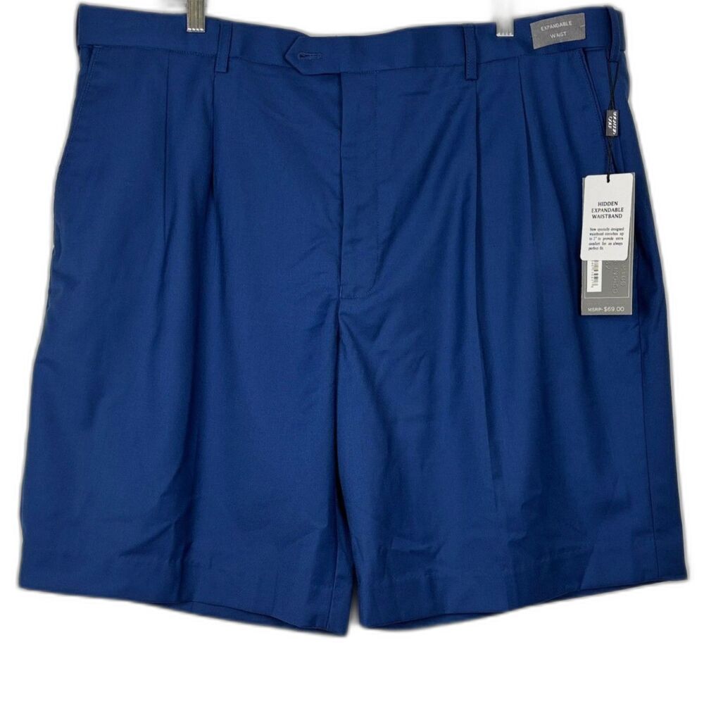Bocaccio Men's Golf Shorts Blue Pleated Hidden Expandable Waistband NWT Size 42